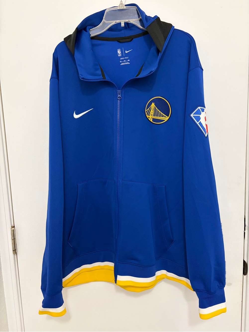 Nike Royal Blue & Yellow Golden State Warriors mens Full-Zip Hoodie